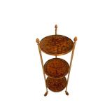 Vintage Three-Tier Round Veneer Table Stand - 39 x 12 Inches