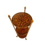Vintage Three-Tier Round Veneer Table Stand - 39 x 12 Inches