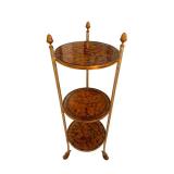 Vintage Three-Tier Round Veneer Table Stand - 39 x 12 Inches