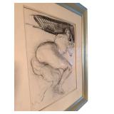 Framed Graphite Nude Figure Study - Signed Lower Left, 32 x 37 1/2 In