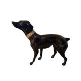 Metal Dog Sculpture with Ornate Engraved Collar - Tail Broken Off