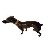 Metal Dog Sculpture with Ornate Engraved Collar - Tail Broken Off