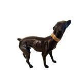 Metal Dog Sculpture with Ornate Engraved Collar - Tail Broken Off