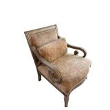 Victorian-Style Carved Wood Upholstered Armchair