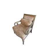 Victorian-Style Carved Wood Upholstered Armchair