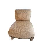 Damask Upholstered Accent Chair with Carved Wooden Legs - Classic Style