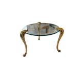 Round Glass Top Table 19 x 26 With Ornate Metal Gold-Tone Legs / Brass