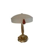 Vintage Table Lamp with Frosted Glass Shade - Floral Embossed Band, 17-Inch Tall