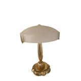 Vintage Table Lamp with Frosted Glass Shade - Floral Embossed Band, 17-Inch Tall