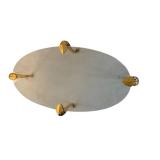 Oval Glass Coffee Table with Brass Leaf Motif Legs - 51 x 25 x 15 Inches