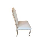 Pair of Carved Wood Dining Chairs with Upholstered Diamond-Pattern Seats