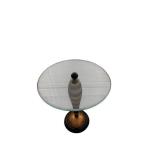 Round Glass Top Side Table - 24-Inch Diameter x 20-Inch Height, Striped Pedestal