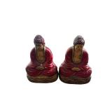 Pair of Ceramic Buddha Bookends