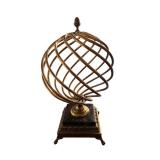 Decorative Armillary Sphere on Ornate Pedestal - 21 Inch Tall Metal Sculpture
