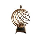 Decorative Armillary Sphere on Ornate Pedestal - 21 Inch Tall Metal Sculpture