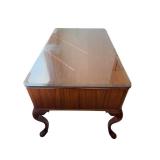 Vintage Carved Wood Desk with Glass Top Piece - 50 x 28 x 30 Inches