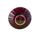 Peter Keller Black Glass Round Quartz Clock - Desk or Wall Display