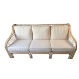 75-Inch Rattan Sofa with Cushions - Cushions with Stains
