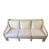 75-Inch Rattan Sofa with Cushions - Cushions with Stains