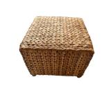 Handwoven Natural-Fiber Footstool 16 x 16 x 12 Inches