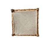 Handwoven Natural-Fiber Footstool 16 x 16 x 12 Inches