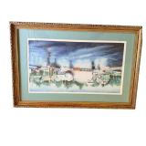 Austin Miller Harbor Scene - Framed Print 23 3/4 x 16