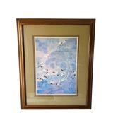 Framed Crane Artwork Pair - 33 x 41 Inches (Lot of 2)