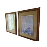 Framed Crane Artwork Pair - 33 x 41 Inches (Lot of 2)