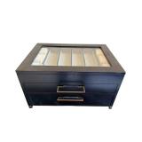 Watch Display Case With Glass Top, 6 Slots, 10 x 14 1/2 x 8 in