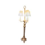 Three-Light Metal Table Lamp, 33 Inches Tall with Ornate Base