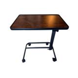 Overbed Table on Adjustable Wheeled Stand with Wood Grain Top