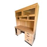 Hutch Desk with Glass Front Cabinets - Composite Board, 77 x 24 x 60