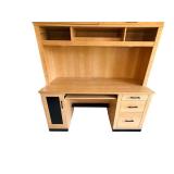 Hutch Desk with Glass Front Cabinets - Composite Board, 77 x 24 x 60