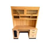 Hutch Desk with Glass Front Cabinets - Composite Board, 77 x 24 x 60
