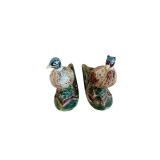 Pair of Hand Painted Ceramic Pheasant Figurines - Porcelain with Chips