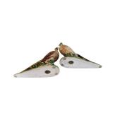 Pair of Hand Painted Ceramic Pheasant Figurines - Porcelain with Chips