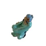 Ceramic Seated Scholar Figurine - Turquoise Glaze