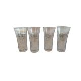 Four Crystal Glass Tumblers with Faceted Cut Pattern - 4 Inches Tall