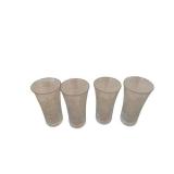 Four Crystal Glass Tumblers with Faceted Cut Pattern - 4 Inches Tall