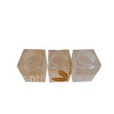 Three-Piece Glass Decor Blocks with Leaf Pattern