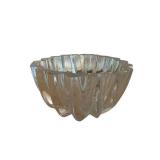Crystal Glass Bowl, Faceted Cut-Glass With Scalloped Rim - 8.5 x 5 In