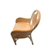 Pair of White Painted Rattan Dining Chairs with Cushions (Lot of 2)