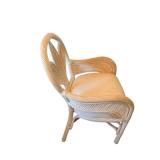 Pair of White Painted Rattan Dining Chairs with Cushions (Lot of 2)