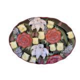 20-Inch Floral Charger Plate - Ceramic, Scalloped Rim, Made in China