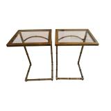 Pair Of Metal And Glass End Tables 26 x 17 x 14 In