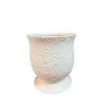 Ceramic Planter 9 x 8 Inches - Embossed Floral Relief