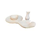 Lenox Gold Trim Shell-Shaped Plates with Bud Vase (Lot of 3)