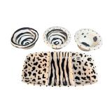 Dalmatian-Spot Ceramic Platter & Swirl Bowls (Lot of 5)