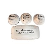 Dalmatian-Spot Ceramic Platter & Swirl Bowls (Lot of 5)