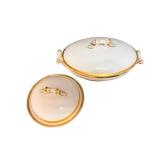 Porcelain Covered Bowls with Rope Handles - Metallic Trim (Lot of 2)